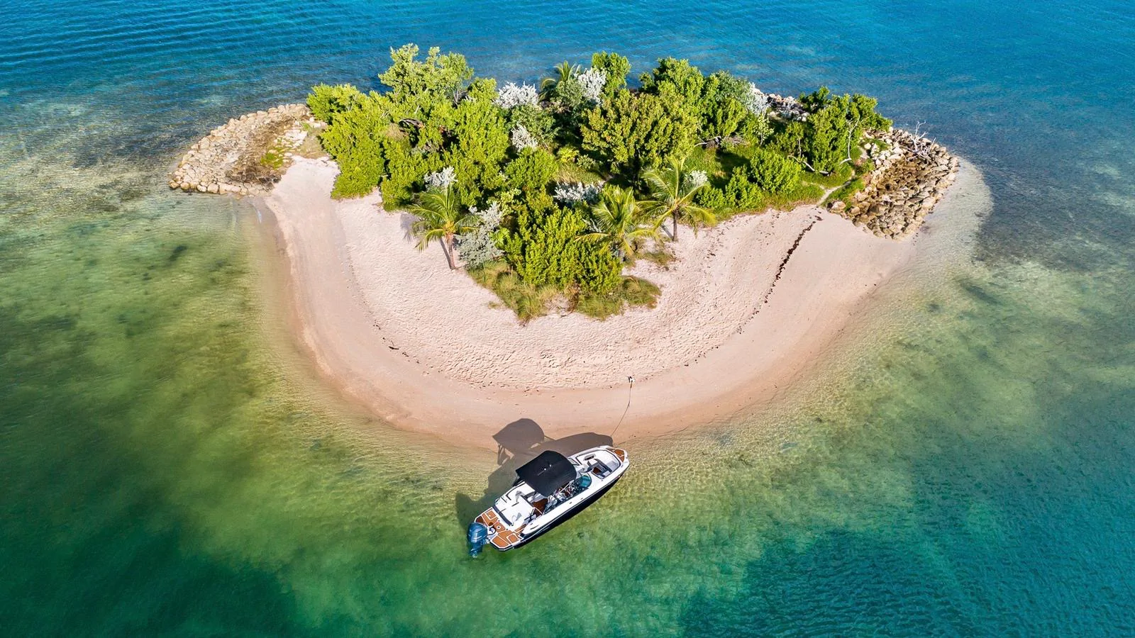 27' Monterey Boat at a secluded island in Miami Beach